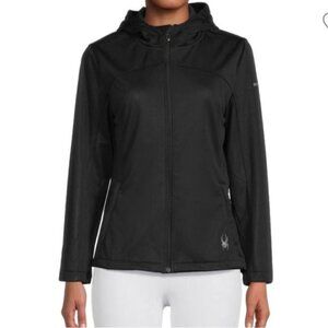 Spyder Full Zip Soft Shell Black Hooded Jacket Size L